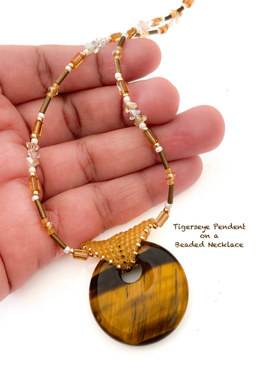 Gemstone Pendant on a beaded necklace