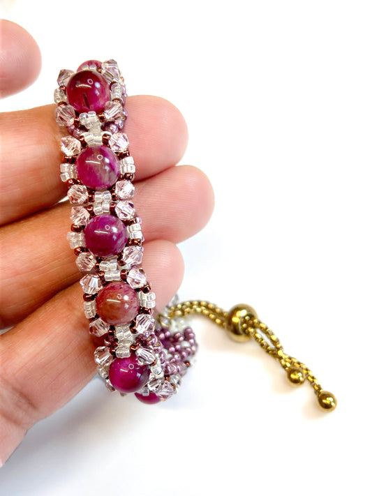 Blooming TigersEye (pink) Gemstone bracelet