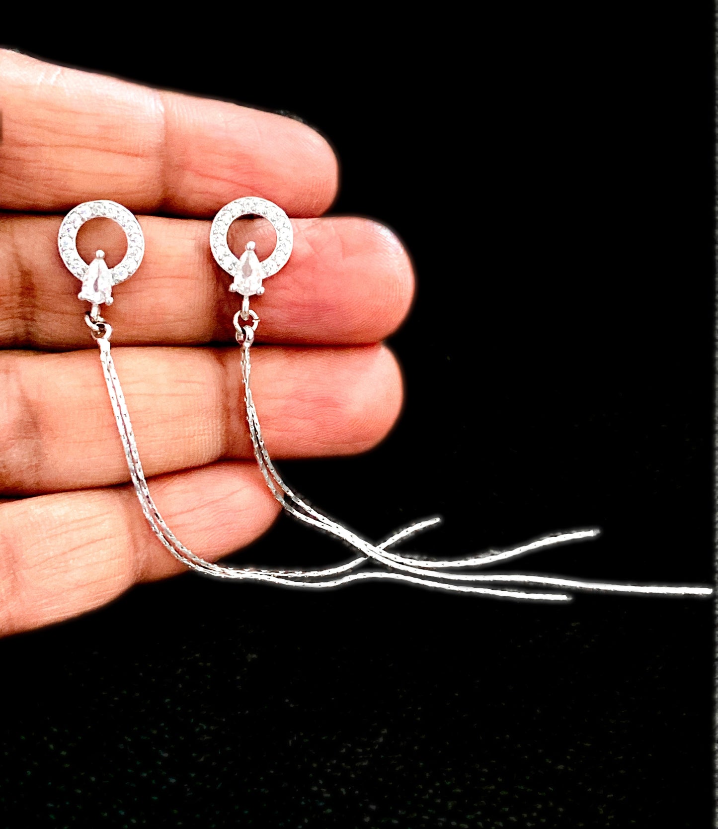 Long chain tassel earring