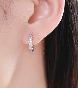 Crystal Huggie Hoop Earrings 925 Sterling Silver