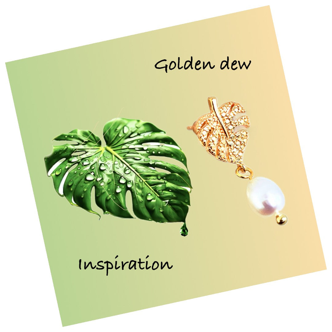 Golden Dew-Pearl Stud Earring