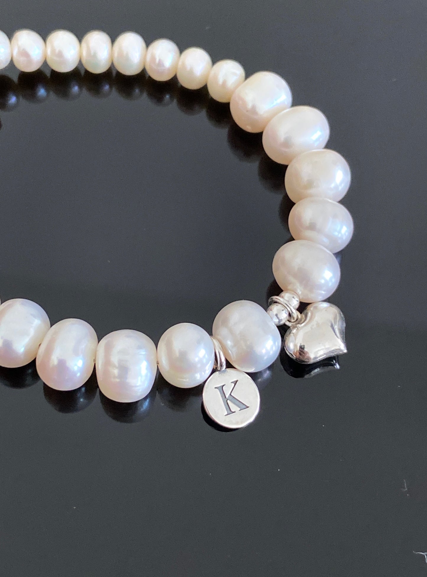 Sterling Silver Couple Bracelet with Personalised Charm.