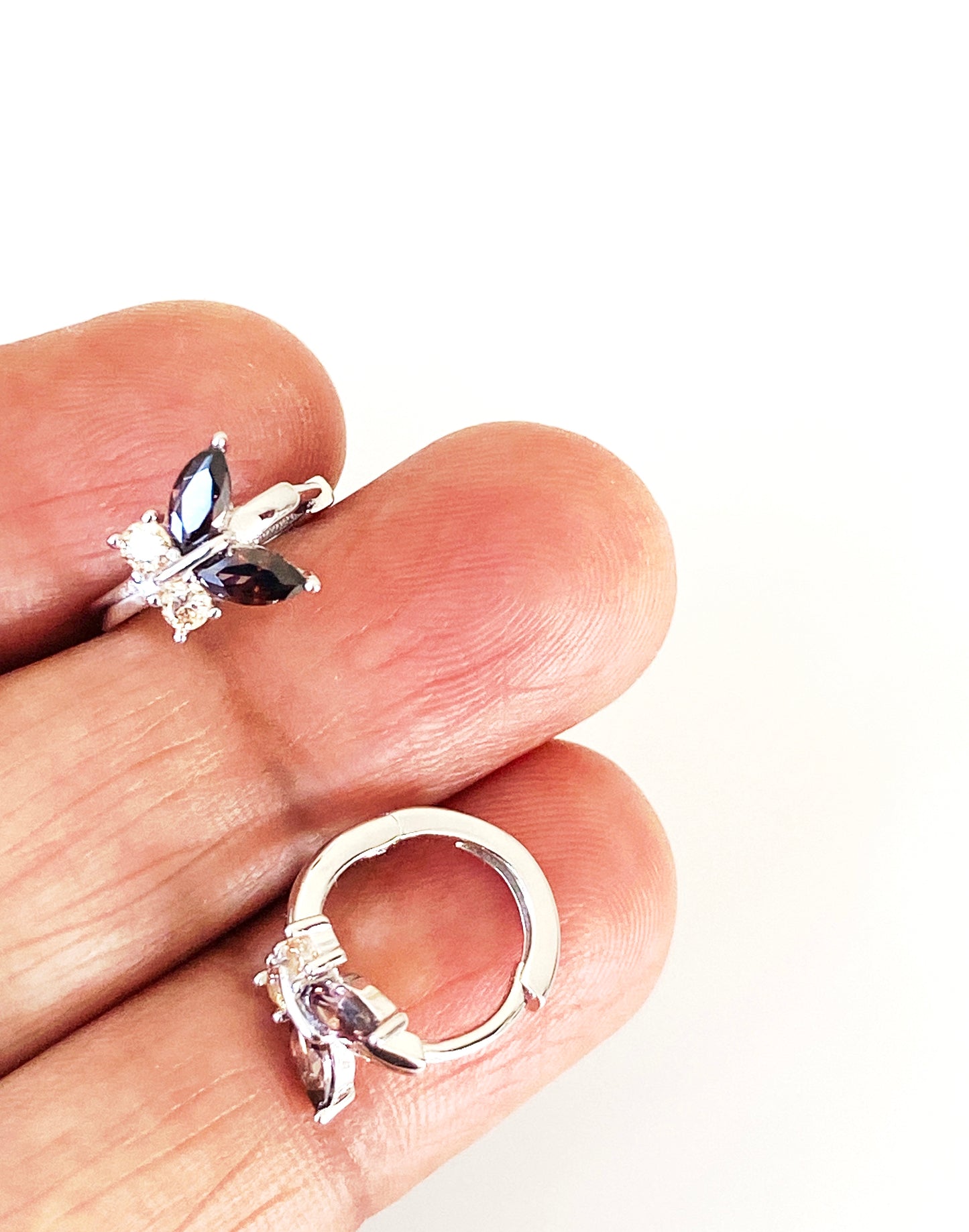 925 Sterling Silver Butterfly Hoop Earring