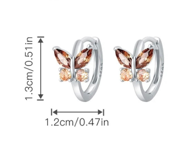 925 Sterling Silver Butterfly Hoop Earring