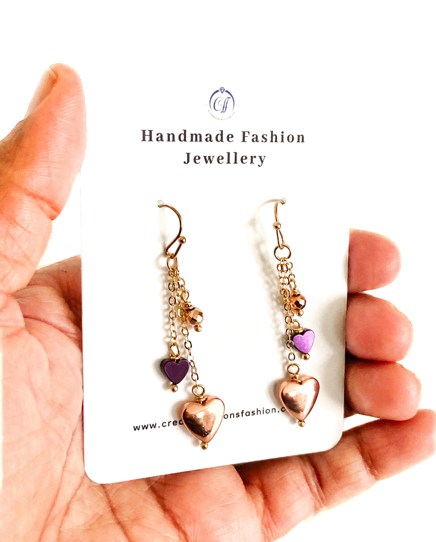 Cascading heart earring