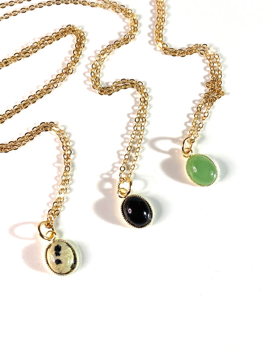 Oval Gemstone pendant chain