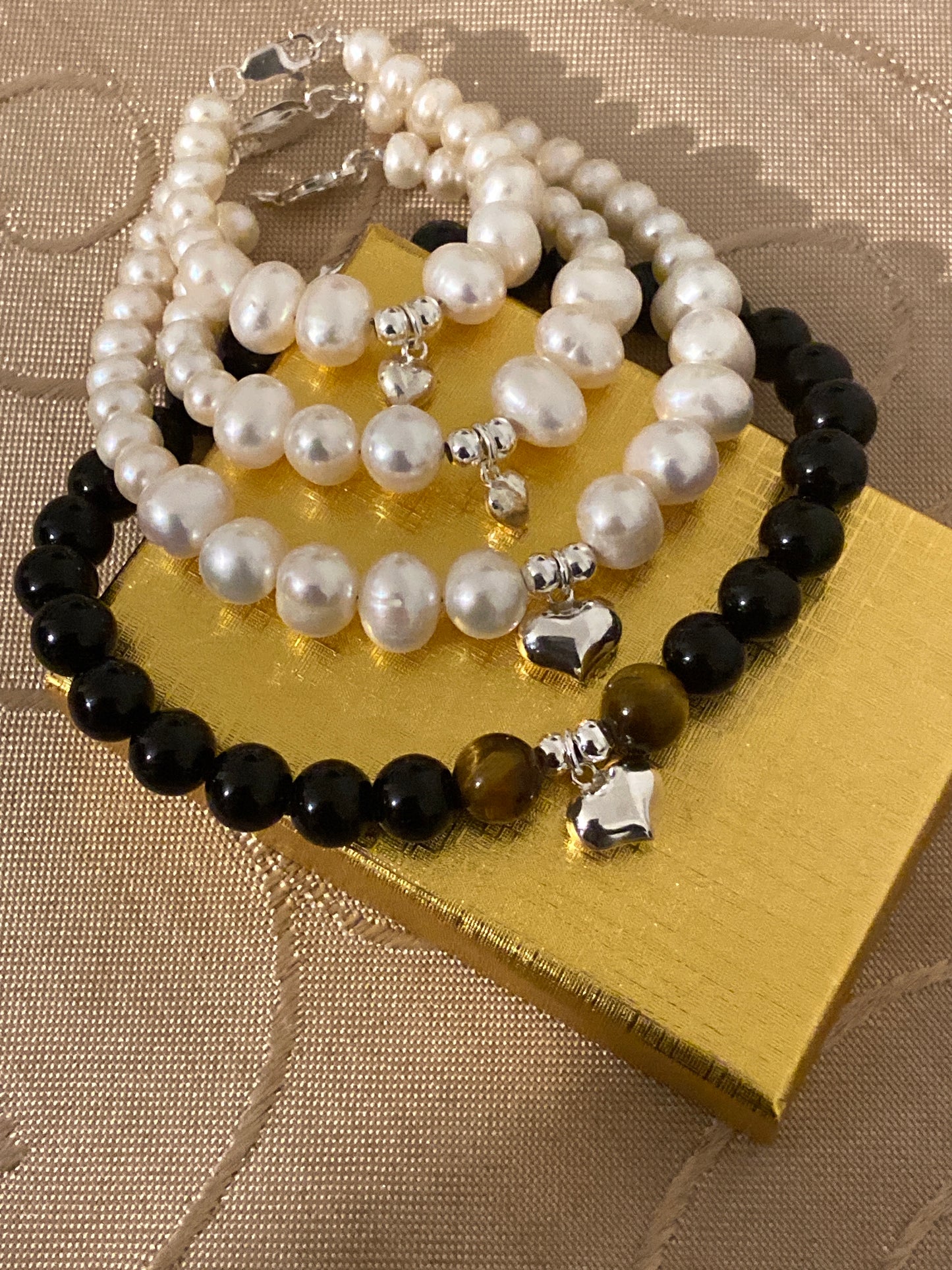 Sterling silver Heart theme Bracelet ( Mum, Dad and Kids )