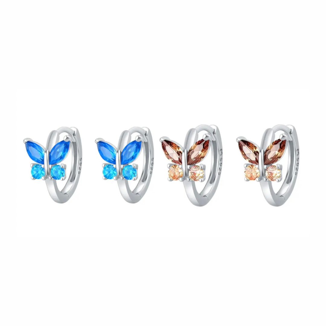 925 Sterling Silver Butterfly Hoop Earring