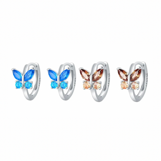 925 Sterling Silver Butterfly Hoop Earring