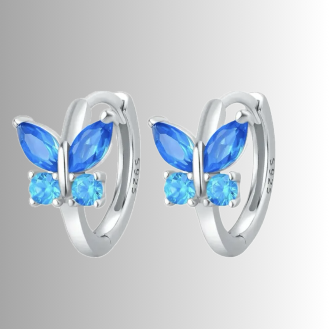 925 Sterling Silver Butterfly Hoop Earring