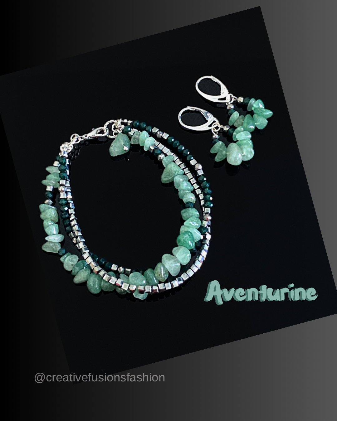 Aventurine Hoop Dangle Earring (925 SS)