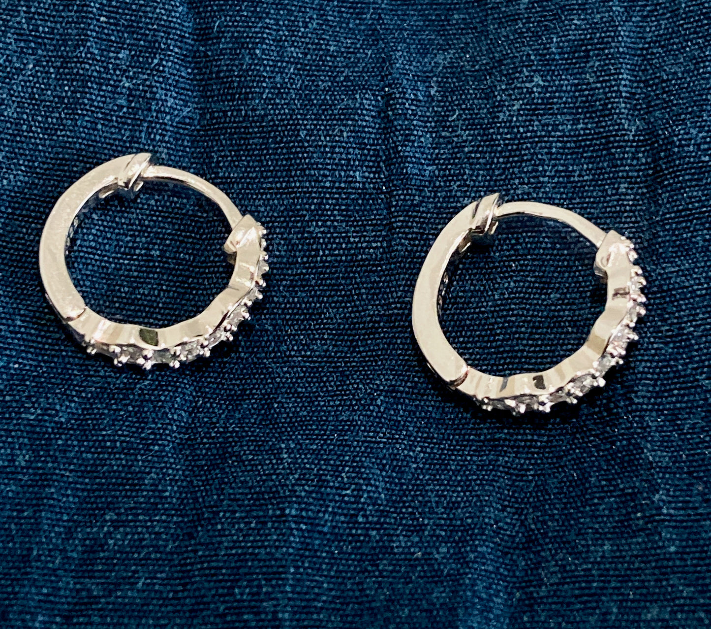 Crystal Huggie Hoop Earrings 925 Sterling Silver