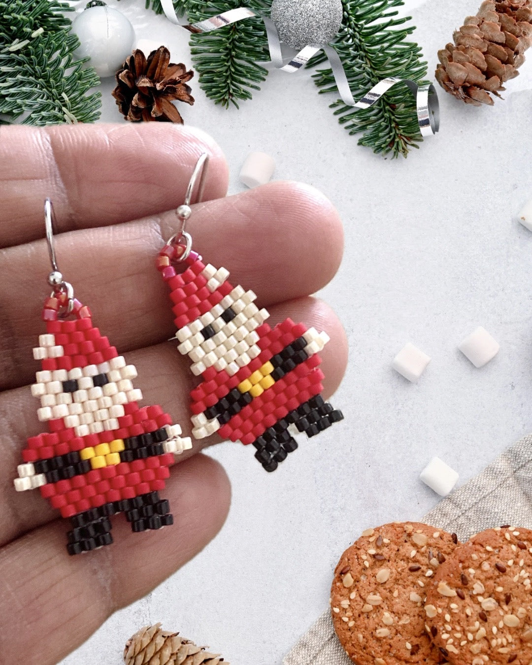 Beaded Santa Earrings