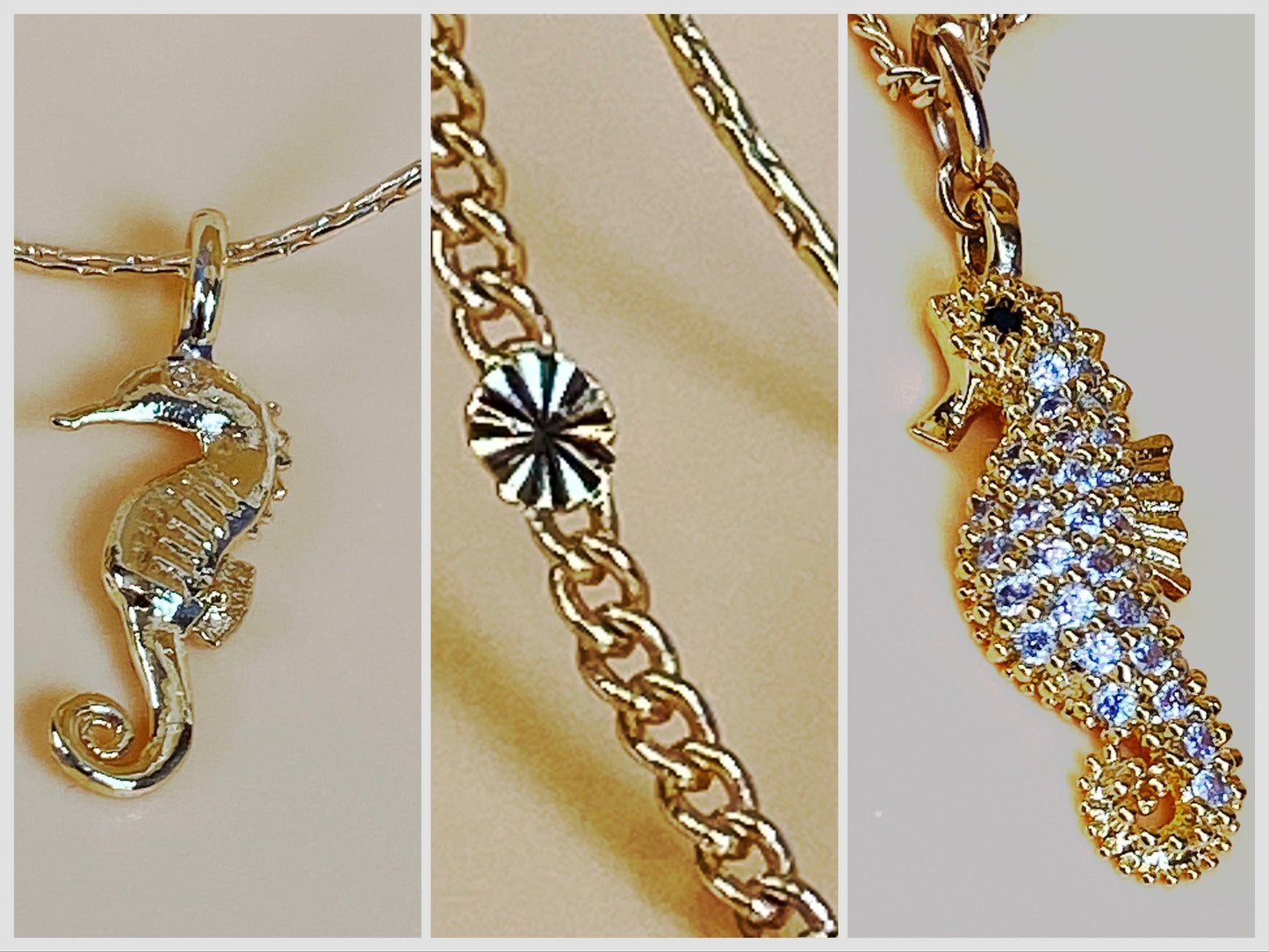 24 Kt Gold plated layered chain with CZ Seahorse pendant