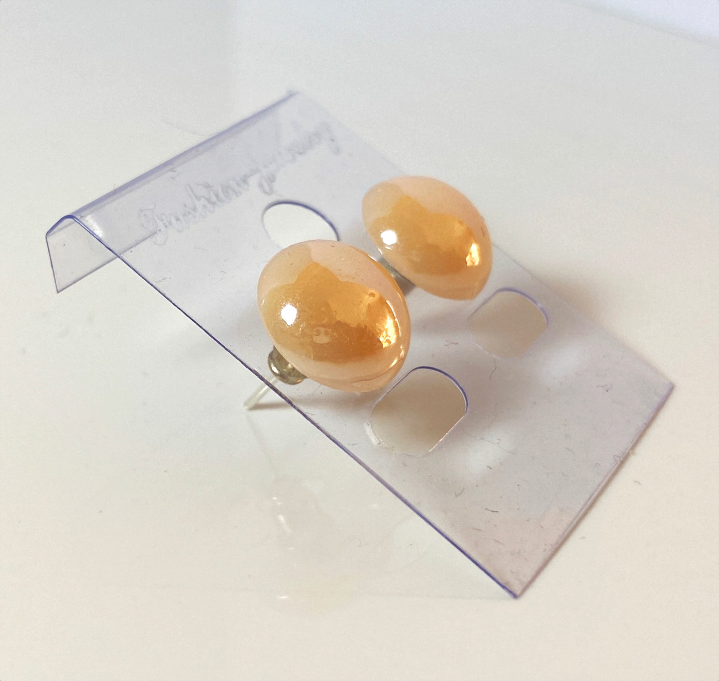 Pearl glass ear stud big size