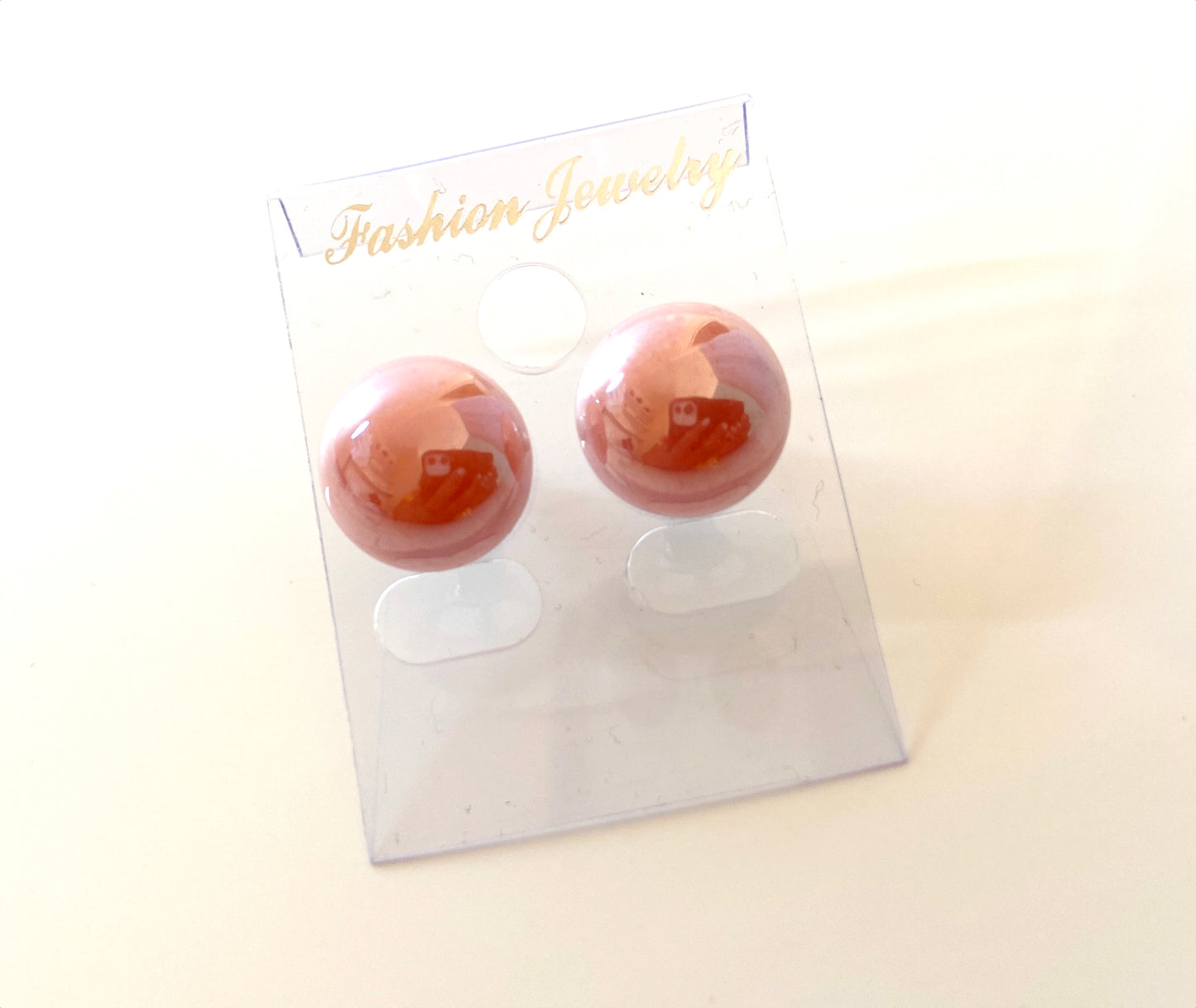 Pearl glass ear stud big size