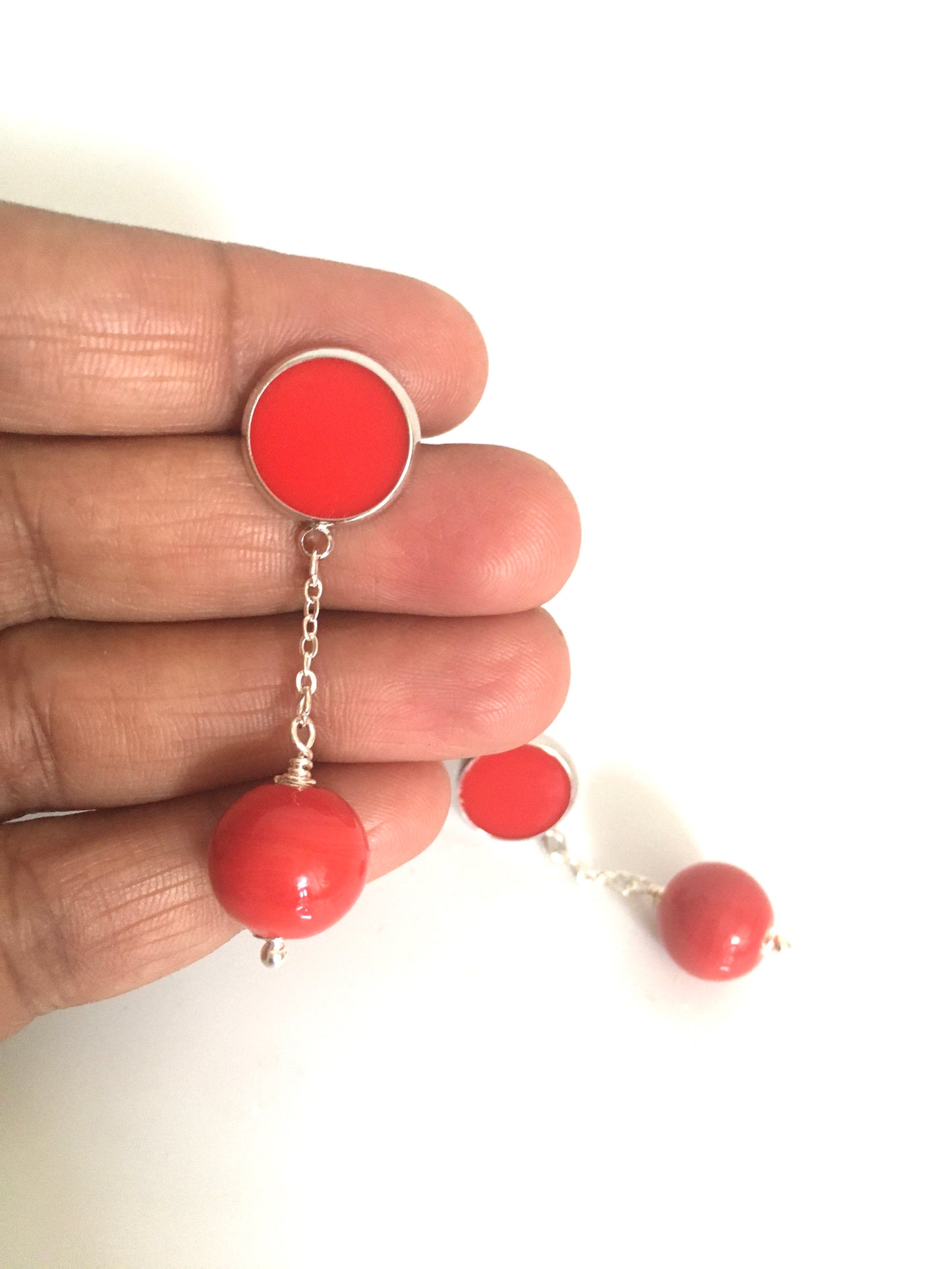 Long red earring