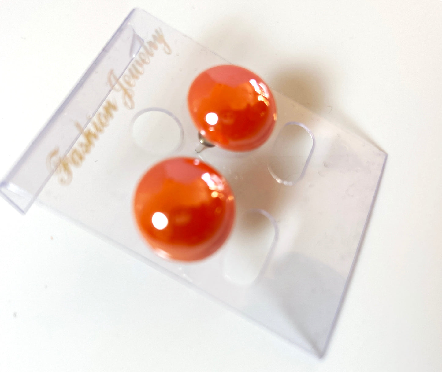 Pearl glass ear stud big size