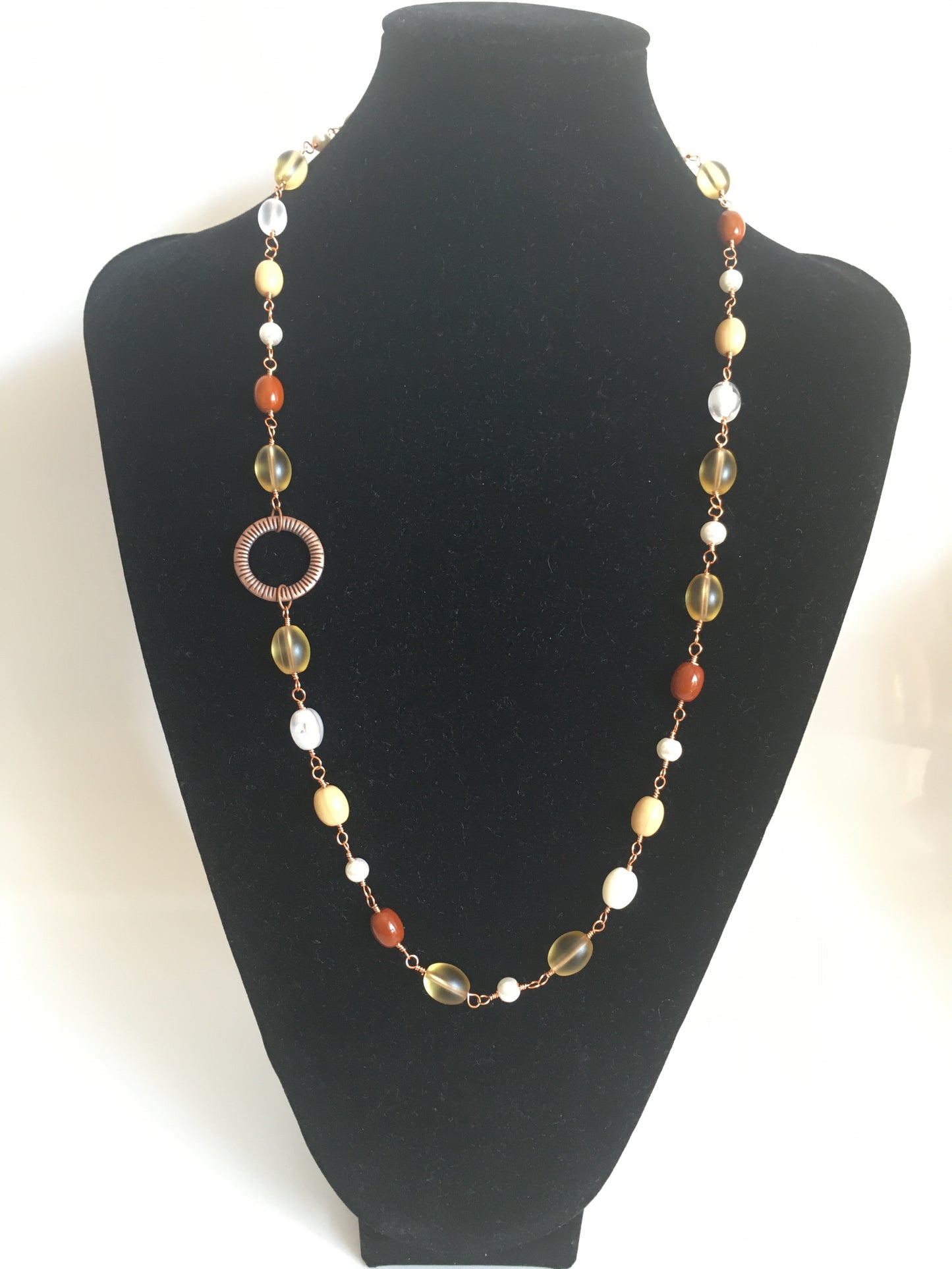 Orange forest beaded chain necklace-creativefusionsfashion