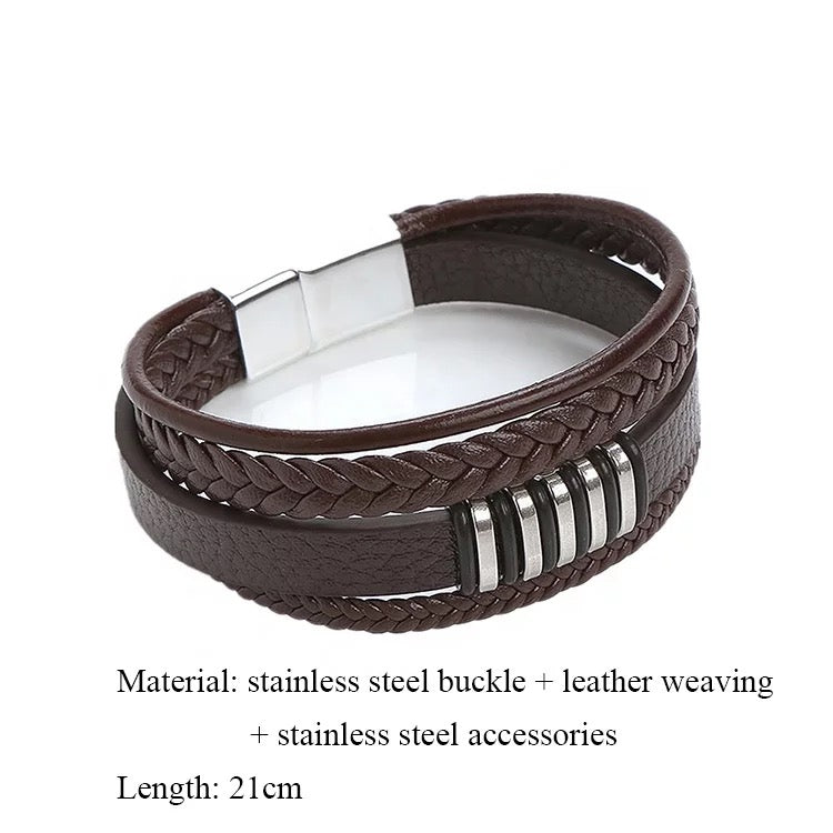 Hand braided leather bracelet for men.