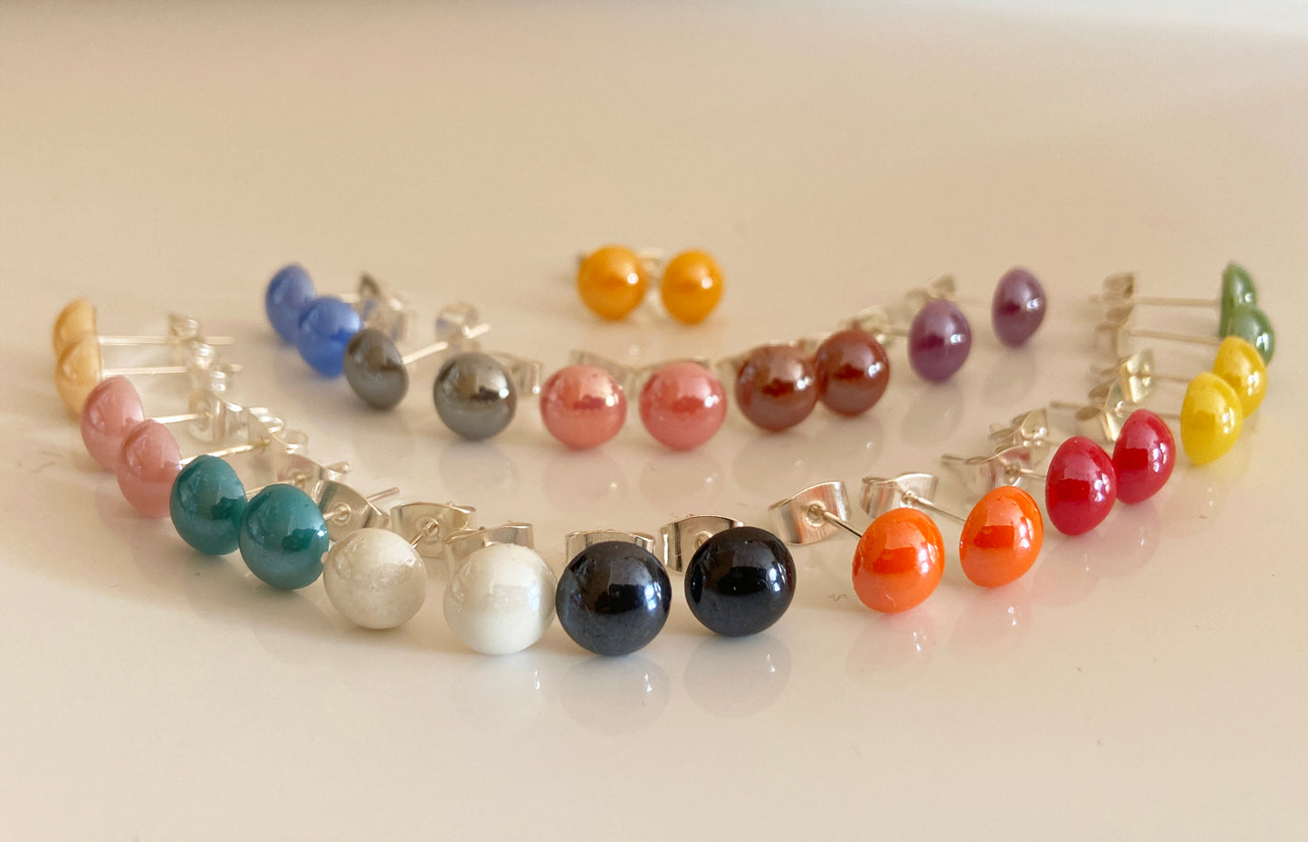 glass pearl stud earrings