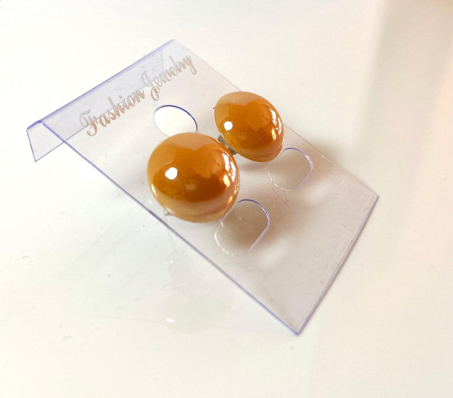 Pearl glass ear stud big size