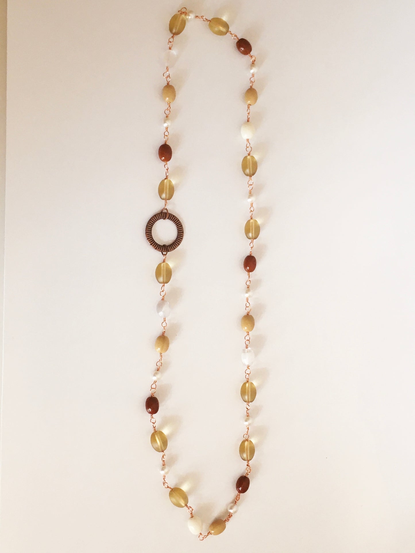 Orange forest beaded chain necklace-creativefusionsfashion