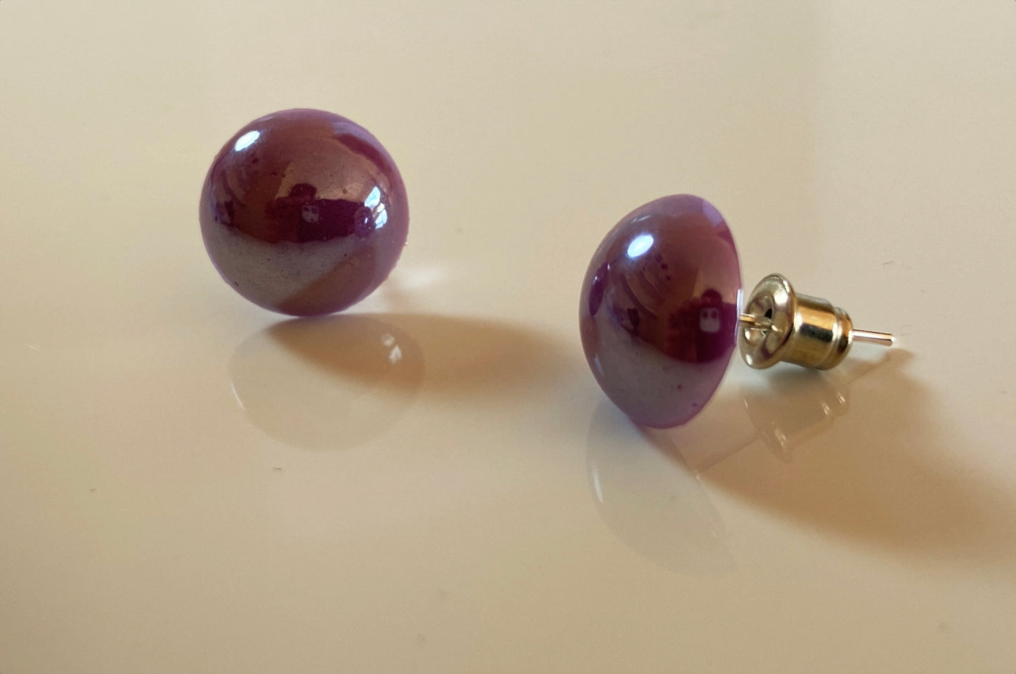Pearl glass ear stud big size