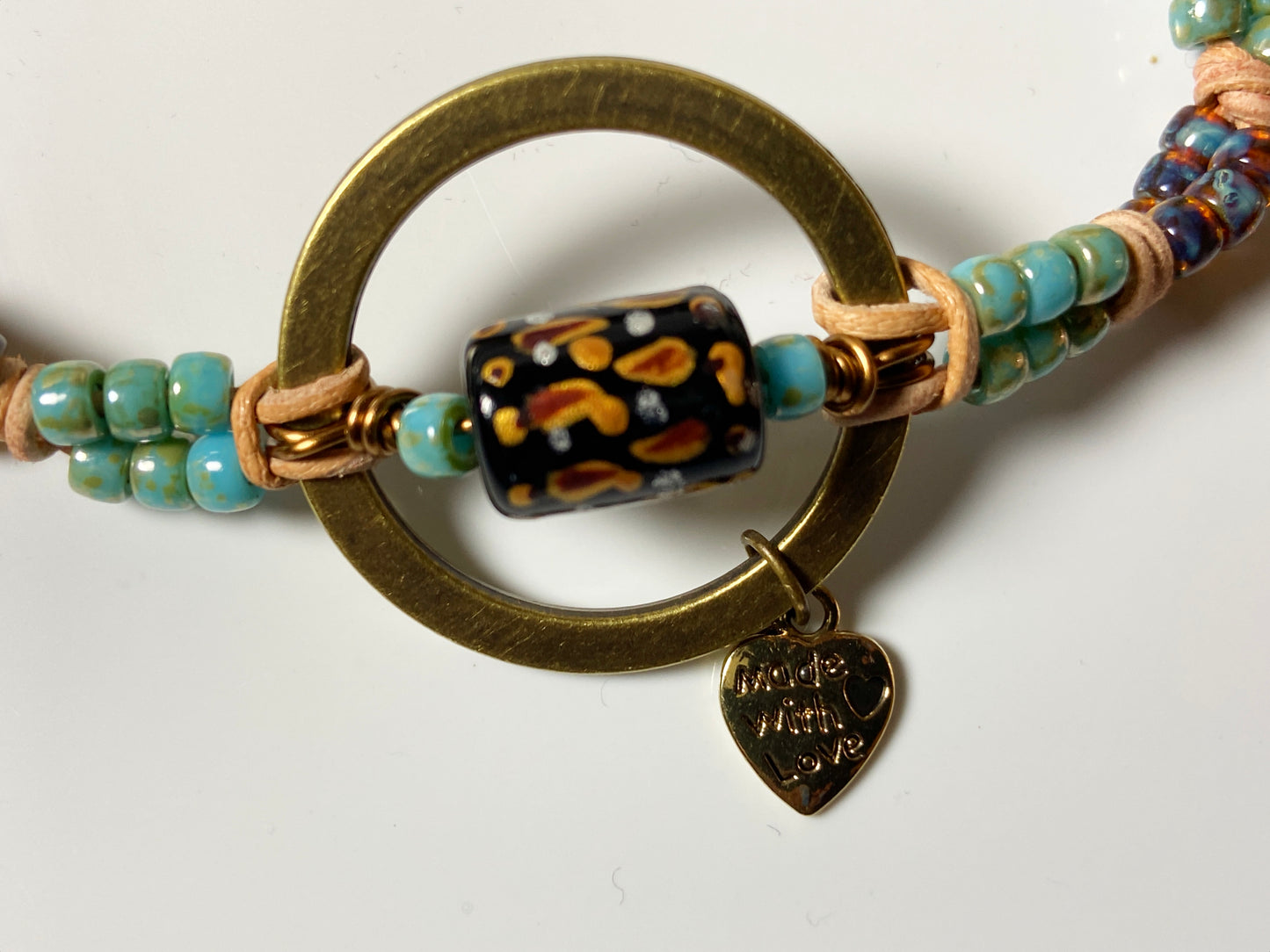 Tangled turquoise leather bracelet
