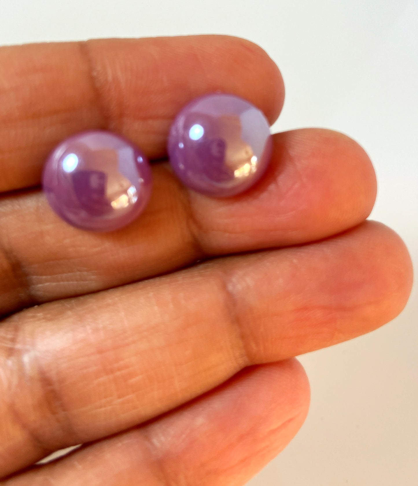 Pearl glass ear stud big size