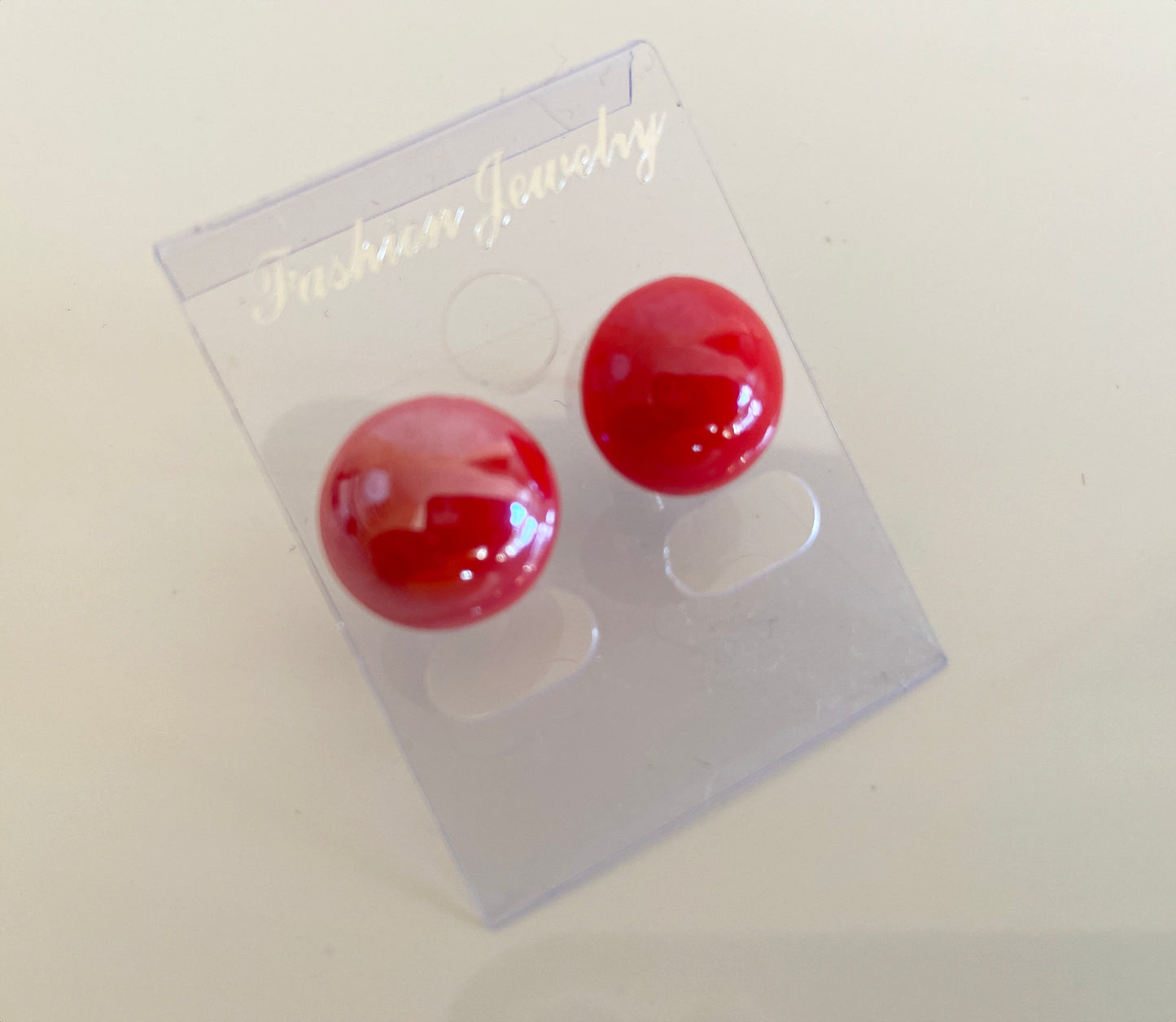 Pearl glass ear stud big size