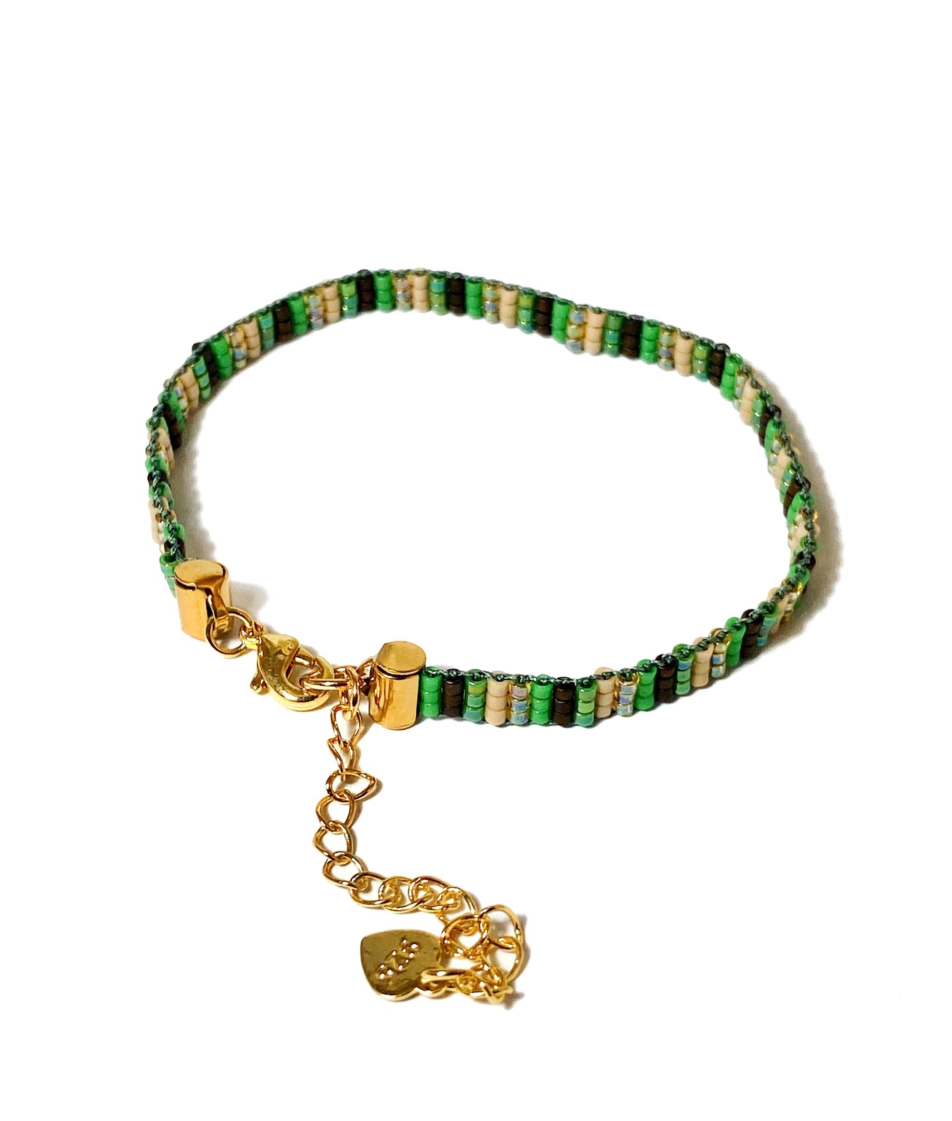 Handwoven Peyote Bracelet with Miyuki Beads – Geometric Design, Adjustable, 18k Gold-Plated Brass