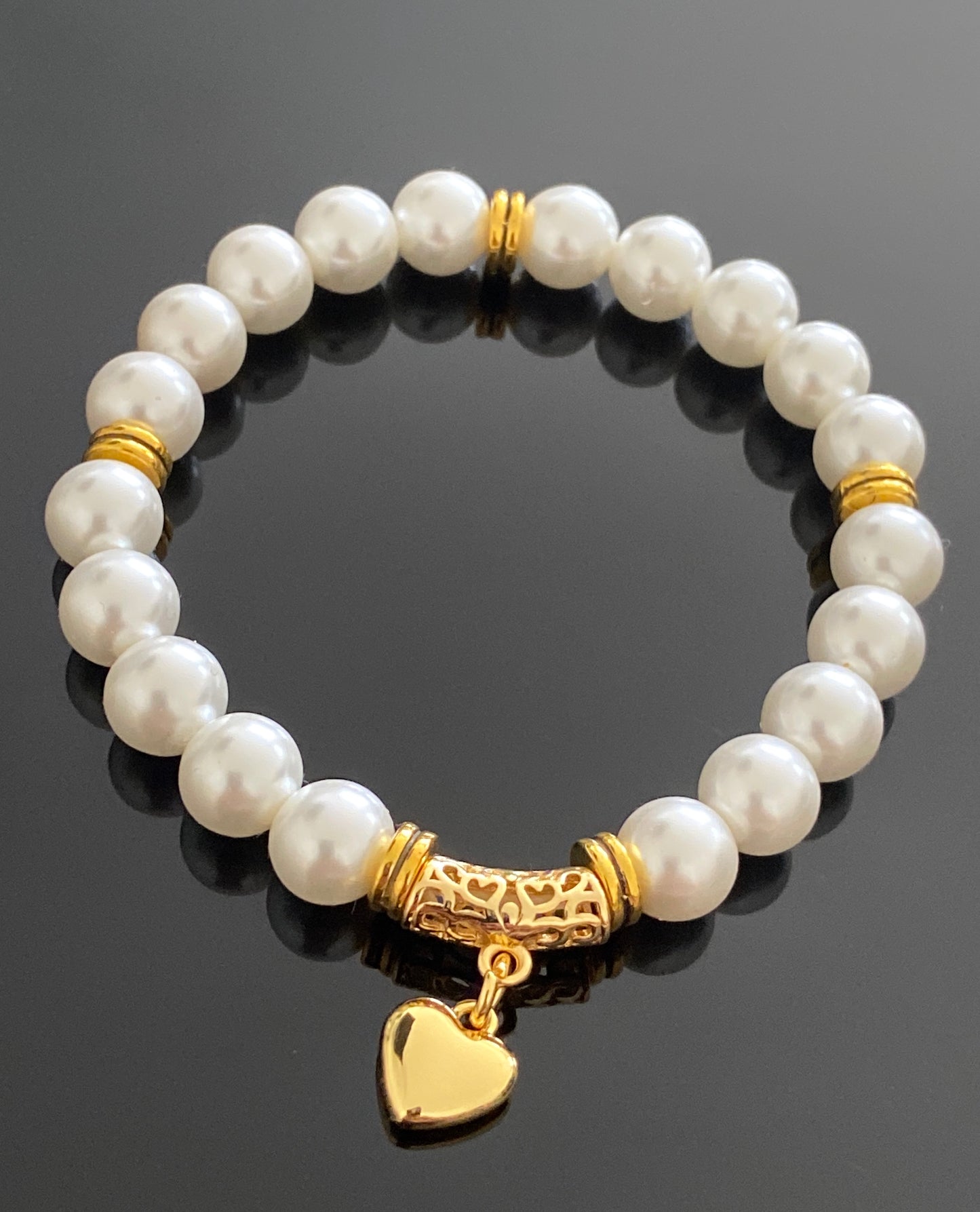 Gorgeous Gemstone Stretch Bracelet with Heart Charm