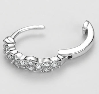 Crystal Huggie Hoop Earrings 925 Sterling Silver