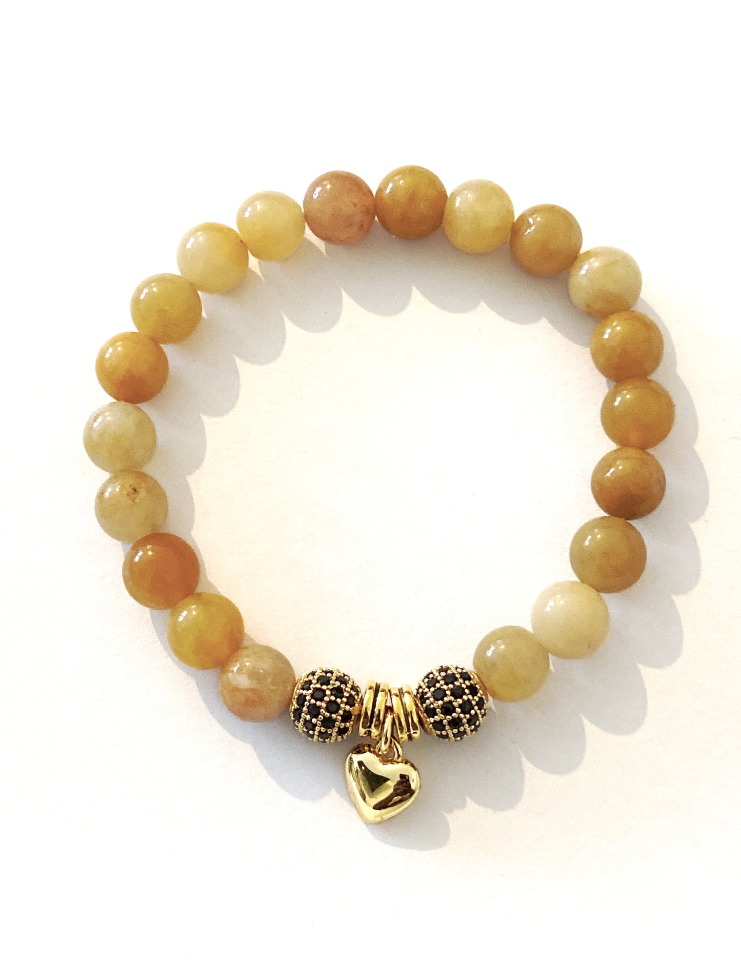 Gorgeous Gemstone Stretch Bracelet with Heart Charm