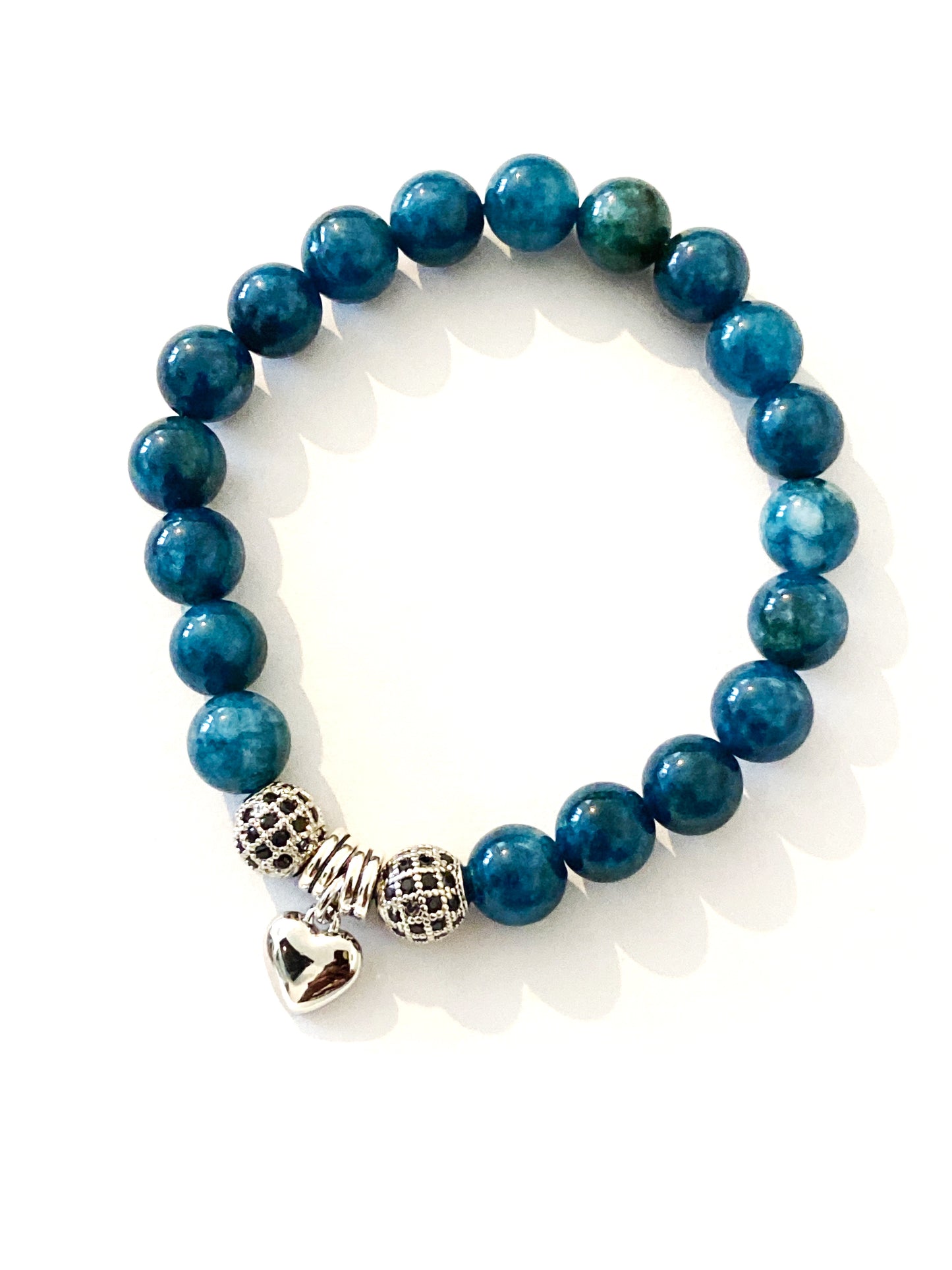 Gorgeous Gemstone Stretch Bracelet with Heart Charm