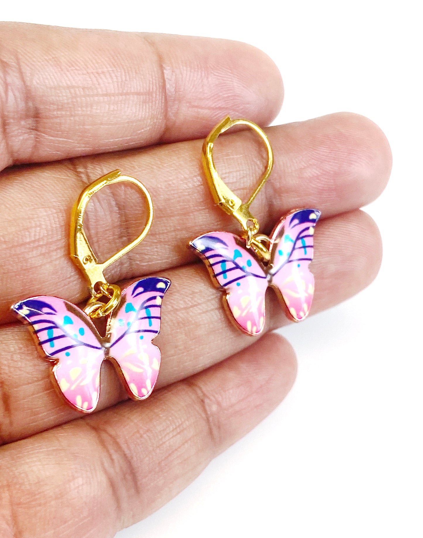 Pink and Purple Butterfly Earring