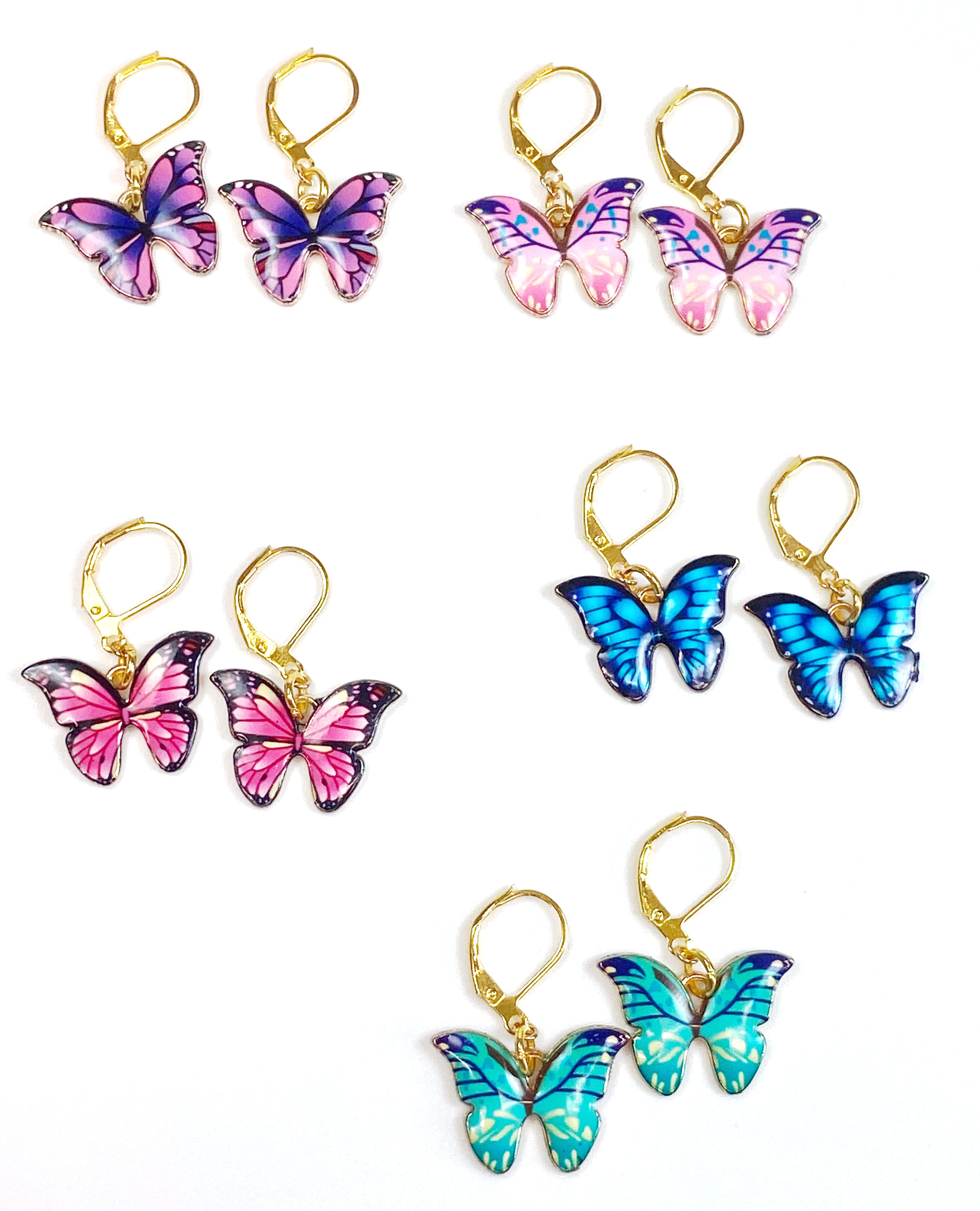 Golden butterfly charm earring