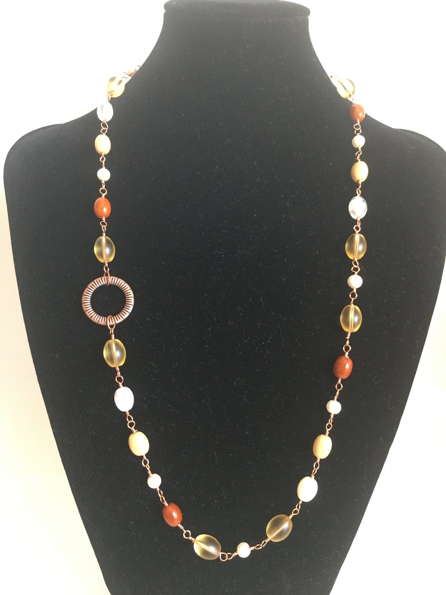 Orange forest beaded chain necklace-creativefusionsfashion