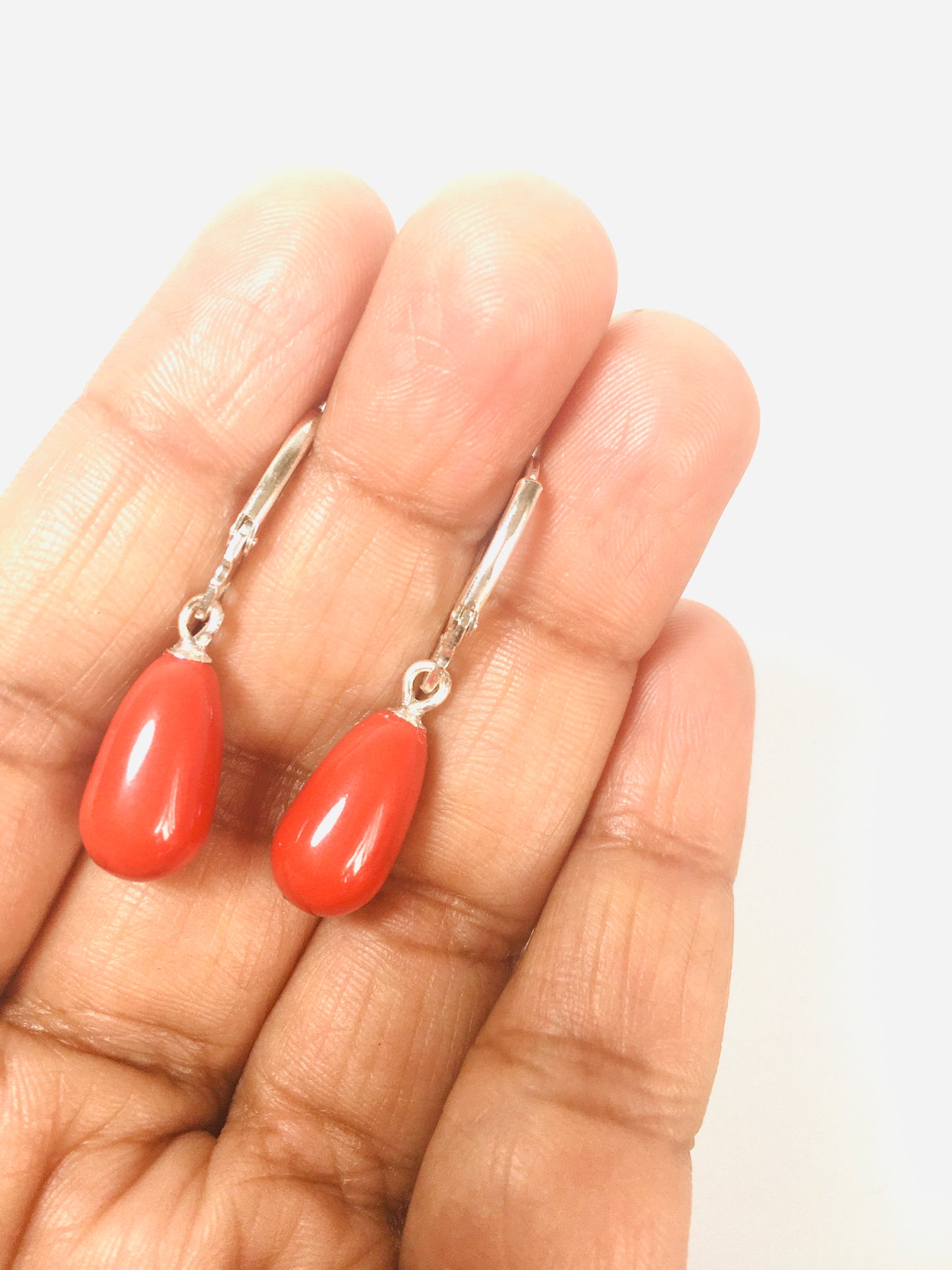 Coral drop earring