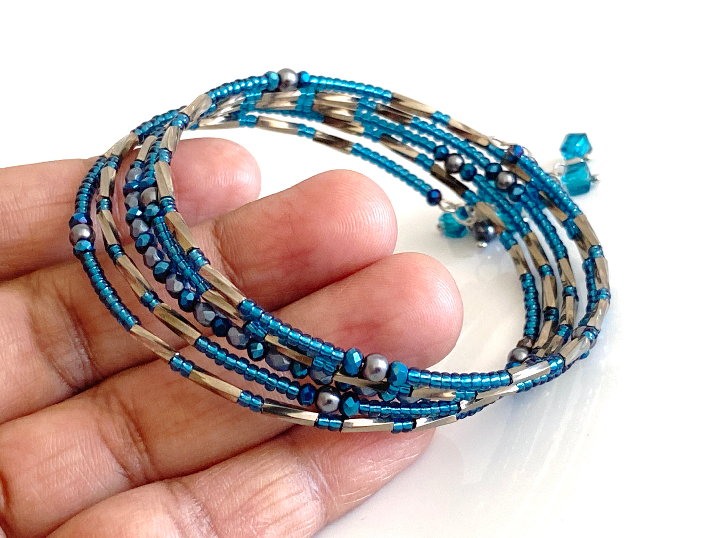 Blue Zircon wrap bangle